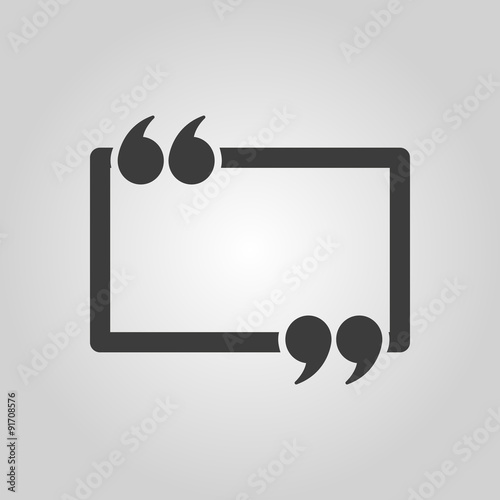 The Quotation Mark Speech Bubble icon. Quotes, citation, opinion symbol. Flat