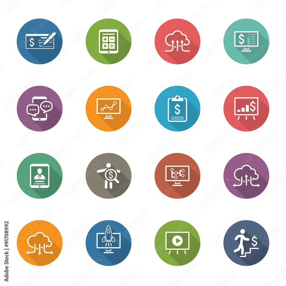 Business & Money Icons Set. Flat Design. Long Shadow. Business & Money Icons Set. Flat Design. Long Shadow.