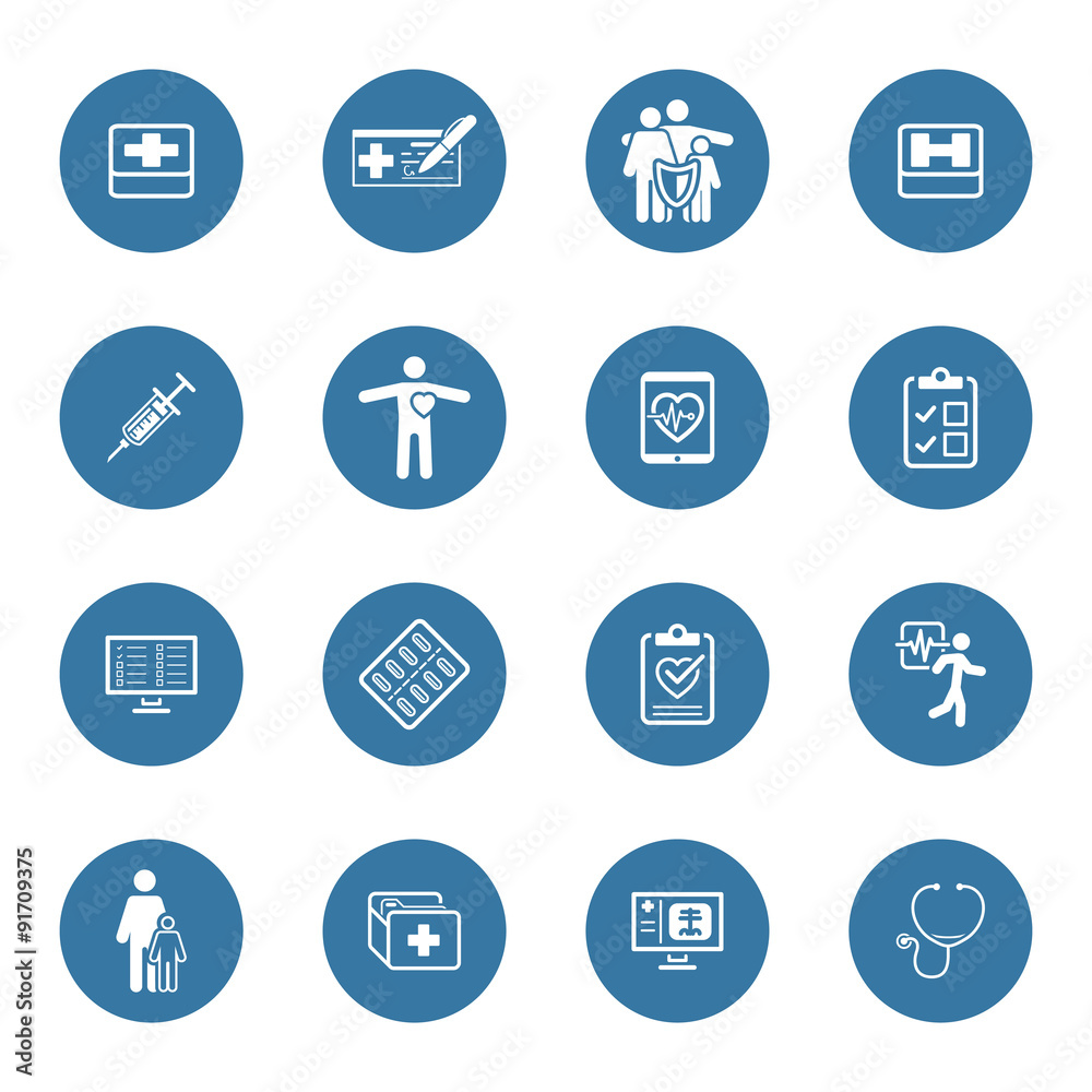 Medical and Health Care Icons Set. Flat Design. Medical and Health Care Icons Set. Flat Design.