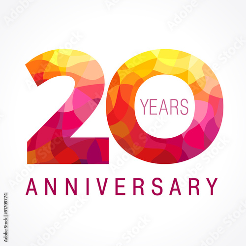 20 anniversary red number. The logotype of 20 anniversary shades of red.