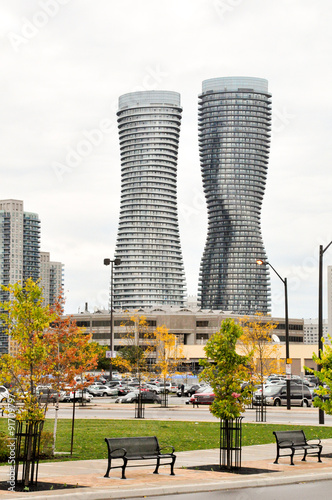 Fotografie MISSISSAUGA, CANADA - Oct 9, 2012: : The Absolute World condominium Towers in the city center of Mississauga Ontario