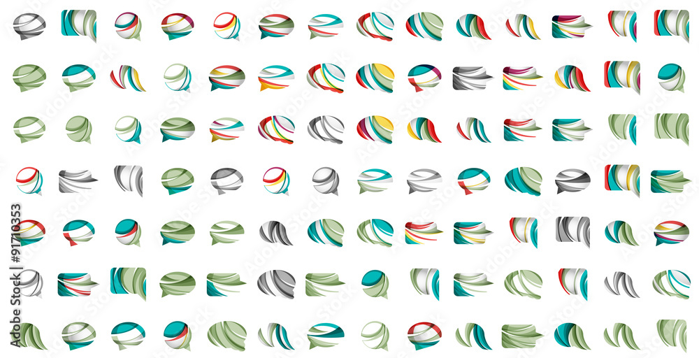 Large set of abstract speech bubble and cloud icons, business Large set of abstract speech bubble and cloud icons, business