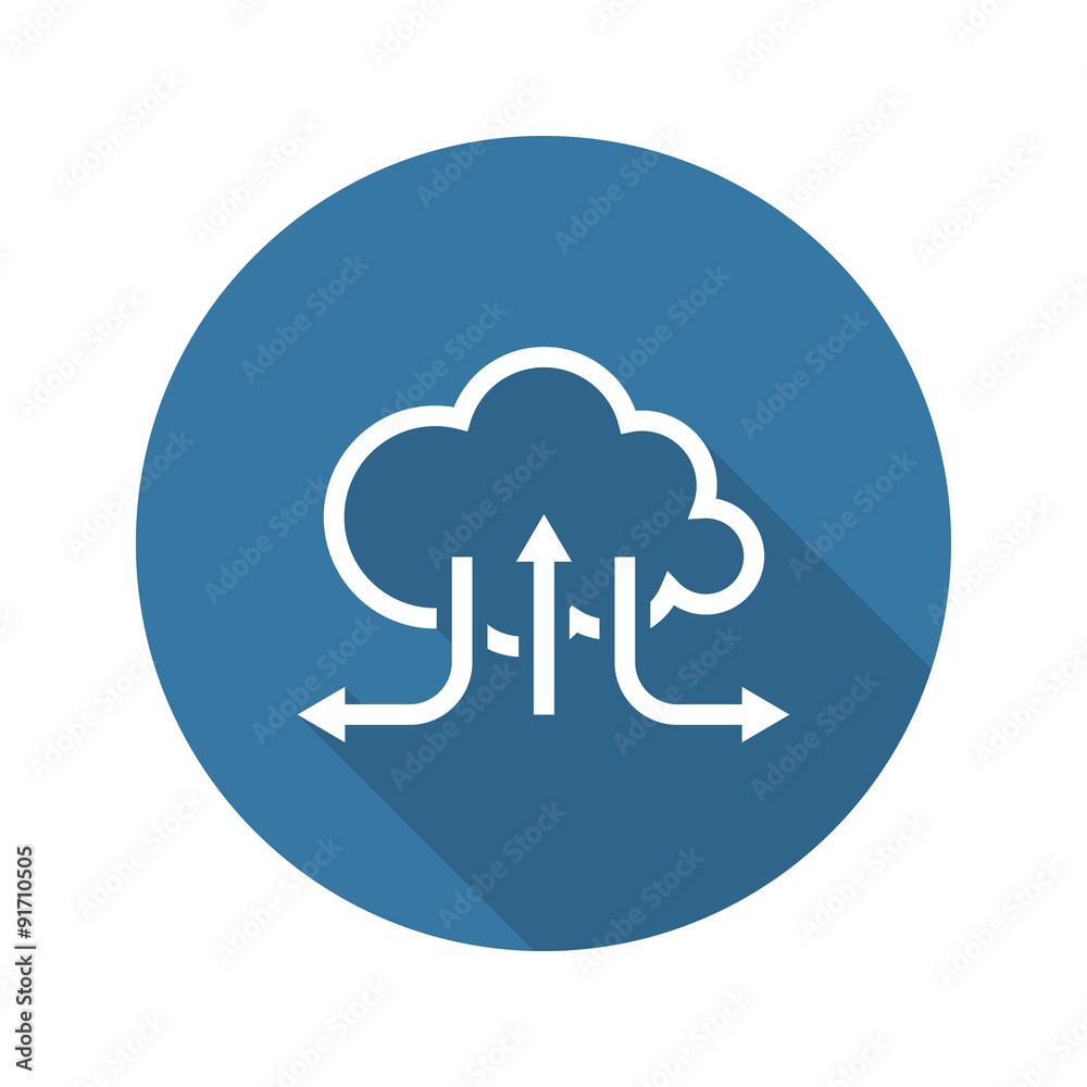 Online Cloud Solutions. Flat Design Icon. Long Shadow. Online Cloud Solutions. Flat Design Icon. Long Shadow.
