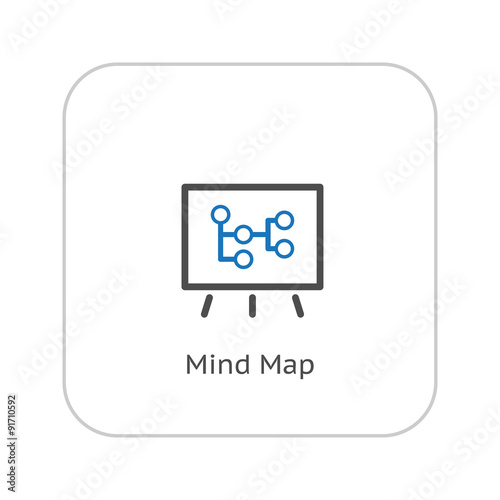 Mind Map Icon. Business Concept. Flat Design.