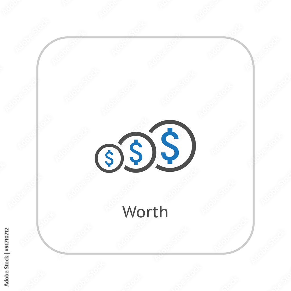 Worth Icon. Online Learning. Flat Design. Worth Icon. Online Learning. Flat Design.