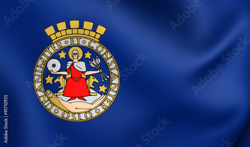 Photography Flag of Oslo, Norway.