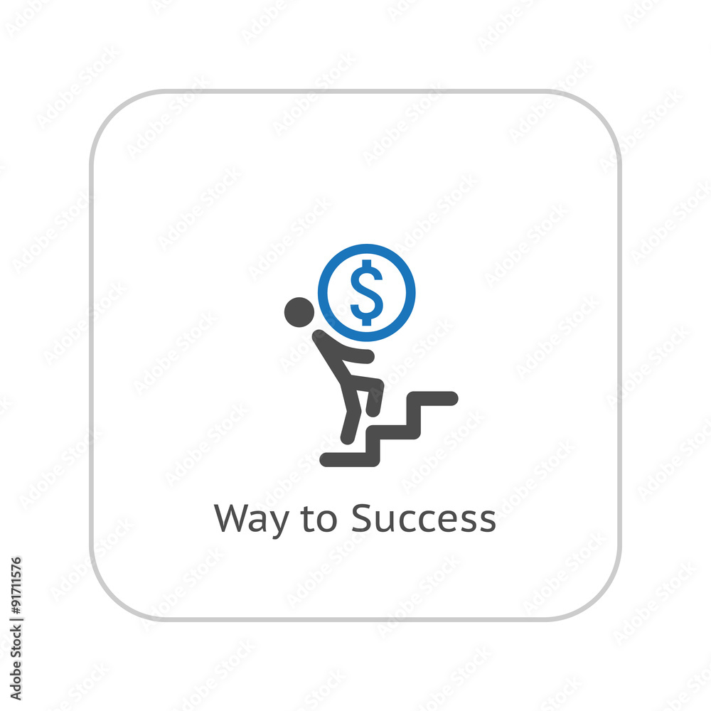 Way to Success Icon. Business Concept. Flat Design. Way to Success Icon. Business Concept. Flat Design.