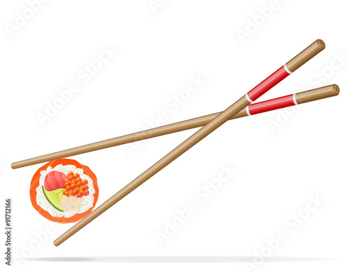 sushi and chopsticks vector illustration