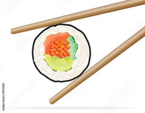 sushi and chopsticks vector illustration