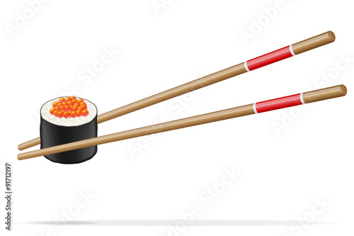 sushi and chopsticks vector illustration