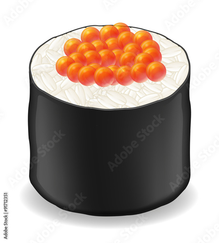 sushi rolls in seaweed nori vector illustration