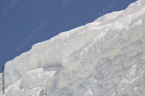 Pamukkale white mountain in Turkey in the middle of the summer