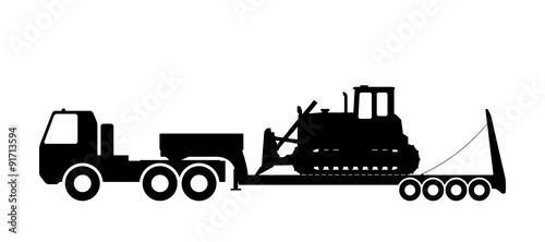 Silhouette of the tractor on the trawl.