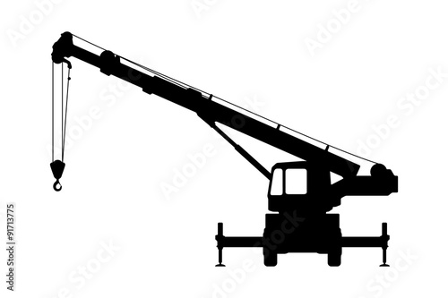 Crane Silhouette on a white background.