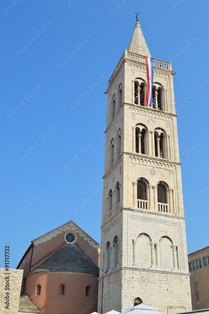 Bell tower of the Anastasia cathedral in Zadar