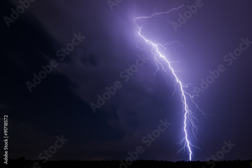 lightning and clouds in night landscape storm