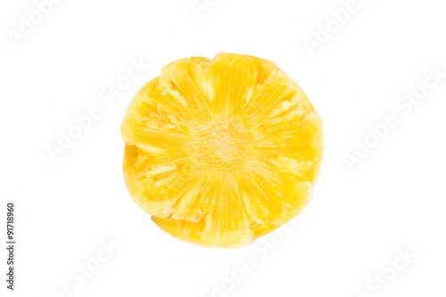 Freshly cut juicy, sweet nutritious pineapple fruit isolated in white photo