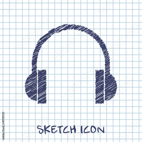 vector sketch icon of headphones