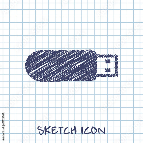 vector sketch icon of usb stick