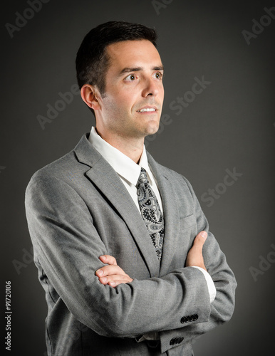 Business man looking to future