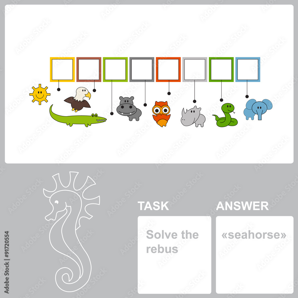 Find hidden word seahorse in the rebus Find hidden word seahorse in the rebus