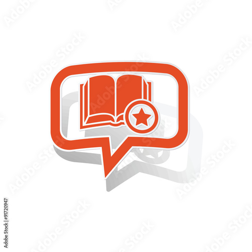 Favorite book message sticker, orange