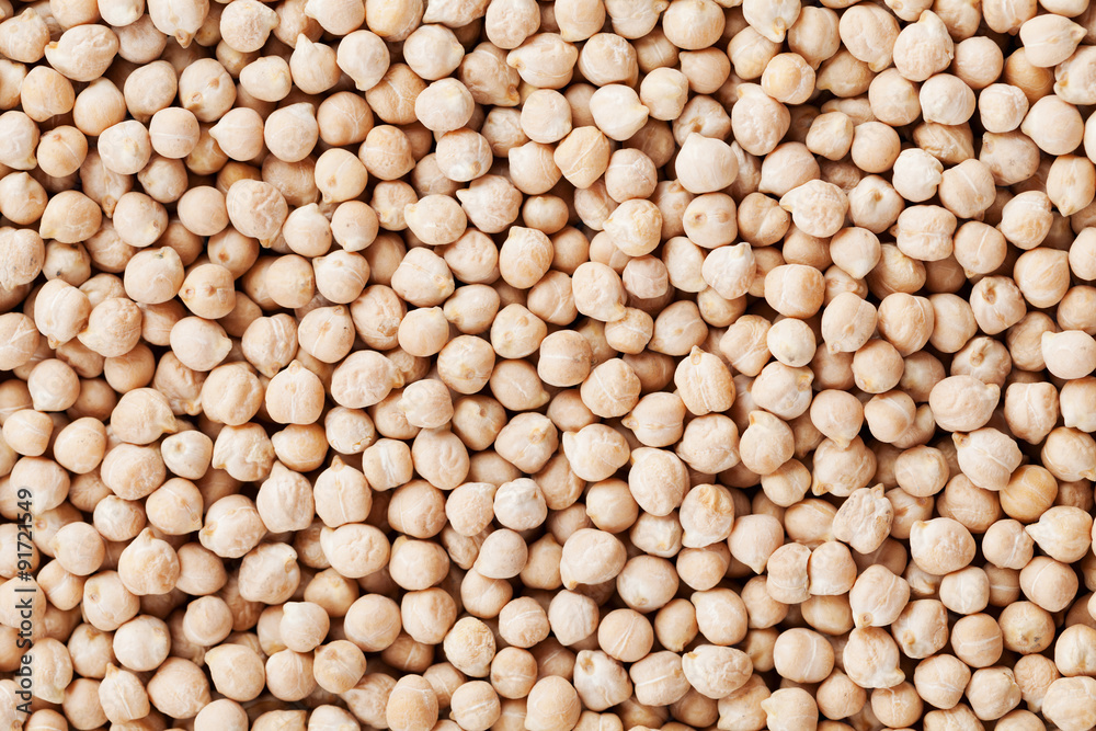 Closeup chickpea background, top view Closeup chickpea background, top view