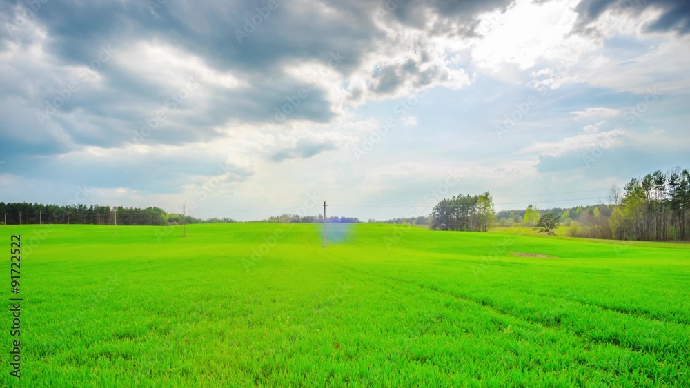 green field and storm clouds, panoramic time-lapse green field and storm clouds, panoramic time-lapse