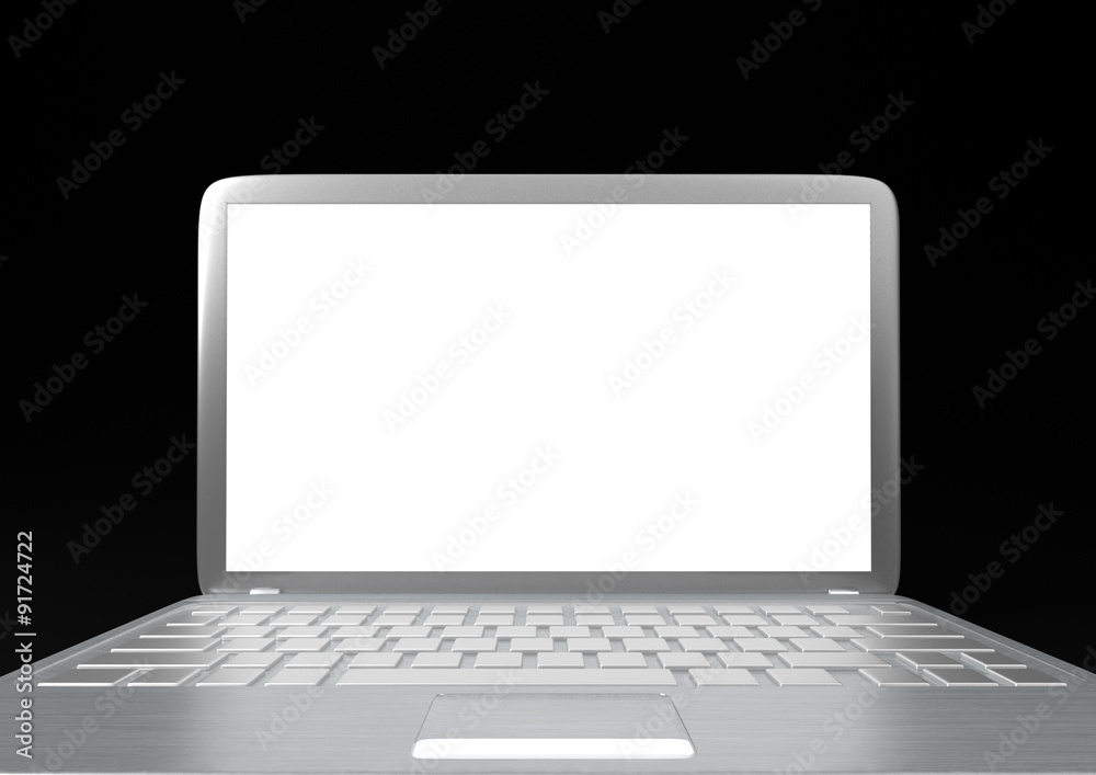 Modern laptop PC on black background Modern laptop PC on black background