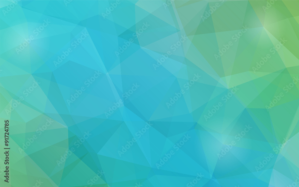 Blue and green abstract background with triangular shapes.