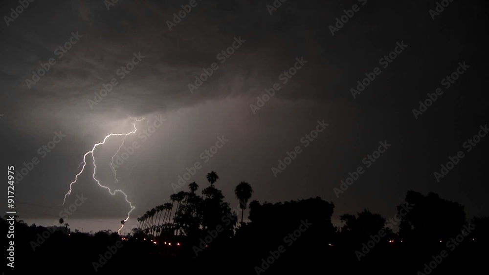 Lightning strikes during a thunderstorm. Lightning strikes during a thunderstorm.