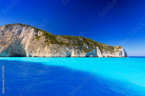 Blue lagoon of Navagio Beach on Zakynthos island  Greece