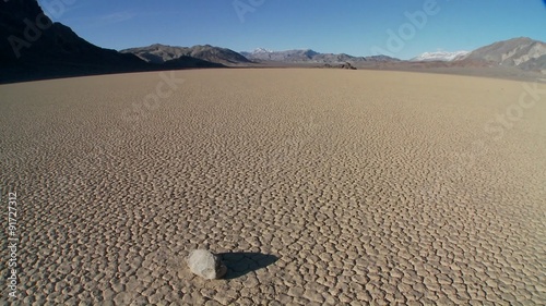The mysterious rocks which race across the dry lakebed known as the Racetrack in Death Valley.