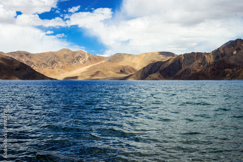 Pangong tso Lake and with Mountains in background