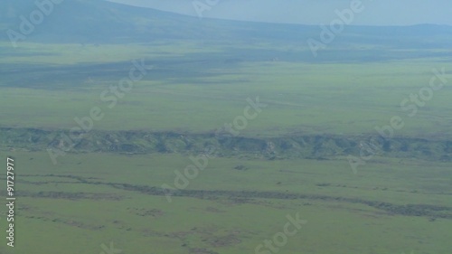 An aerial shot over the Olduvai Gorge in Tanzania, Africa. photo