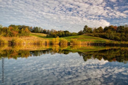 Autumn scenery on the pond