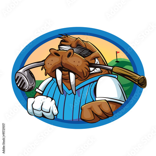Cartoon walrus  golf club