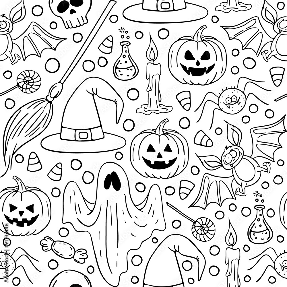 Halloween seamless Black and white pattern. Halloween seamless Black and white pattern.
