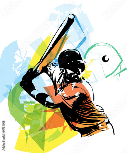 Illustration of baseball player playing