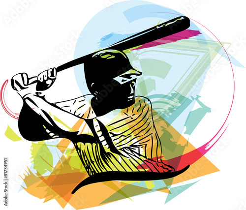 Canvas Print Illustration of baseball player playing