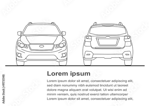 Vector illustration of car line art