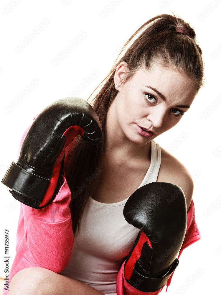 Fit woman boxing isolated on white. Fit woman boxing isolated on white.
