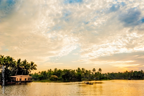 Fishing in Kerala backwater.
