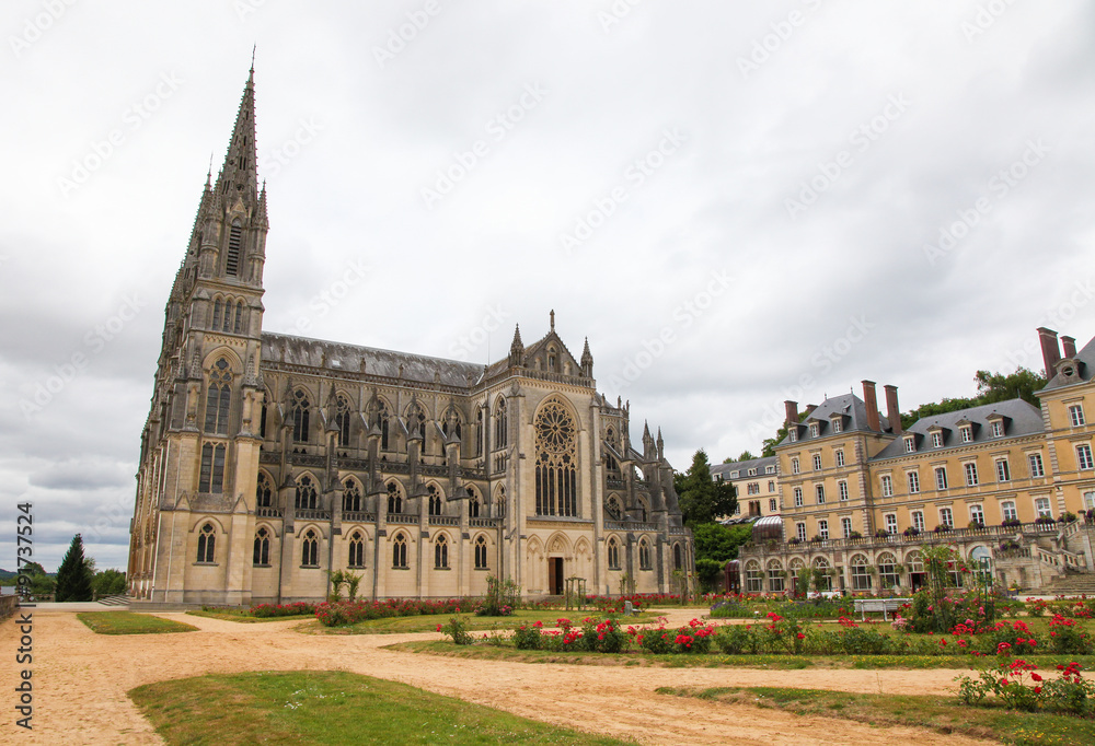 Notre Dame de Montligeon  and Town Hall in La Chapelle Montligeon