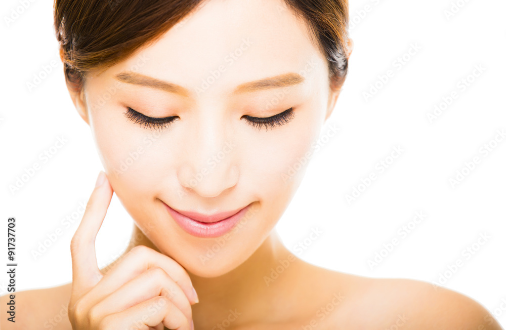 beautiful young smiling woman with clean face beautiful young smiling woman with clean face