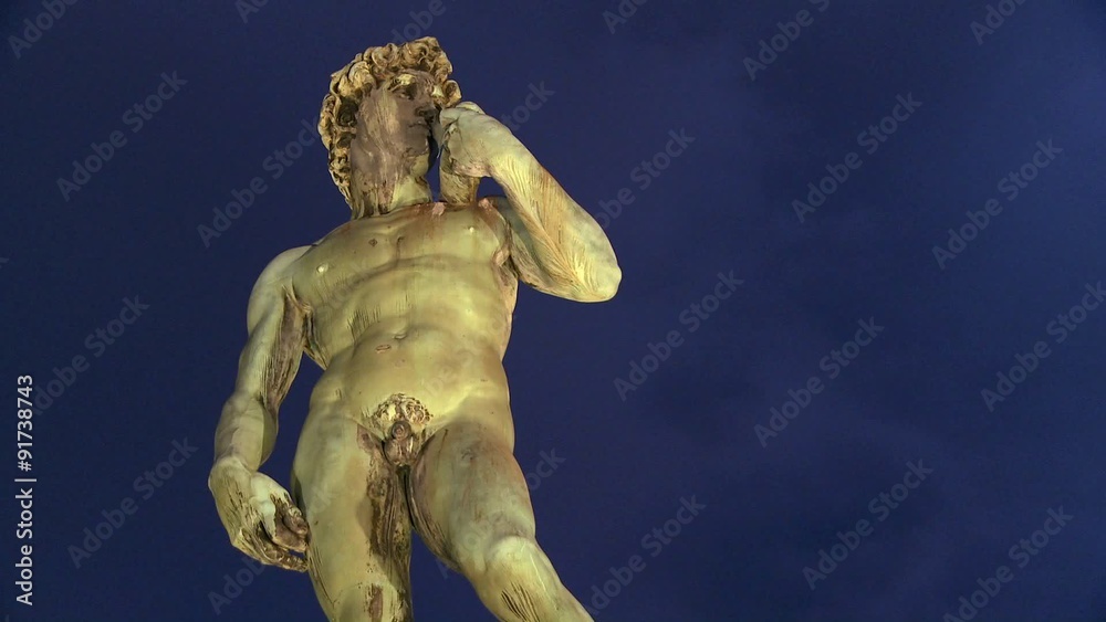 Time lapse of State of David at dusk in Florence, Italy with moon in background. Time lapse of State of David at dusk in Florence, Italy with moon in background.