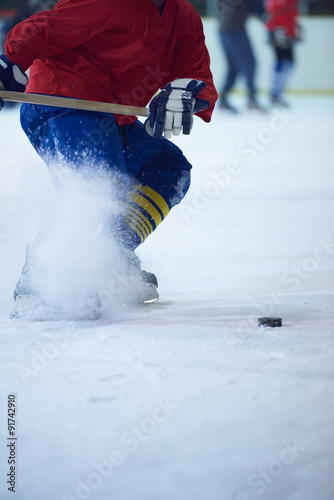 Photography ice hockey player in action