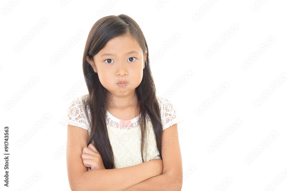 不満な表情の女の子 不満な表情の女の子