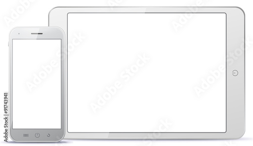 Tablet PC and Mobile Phone Vector illustration.