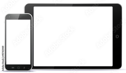 Tablet PC and Mobile Phone Vector illustration.